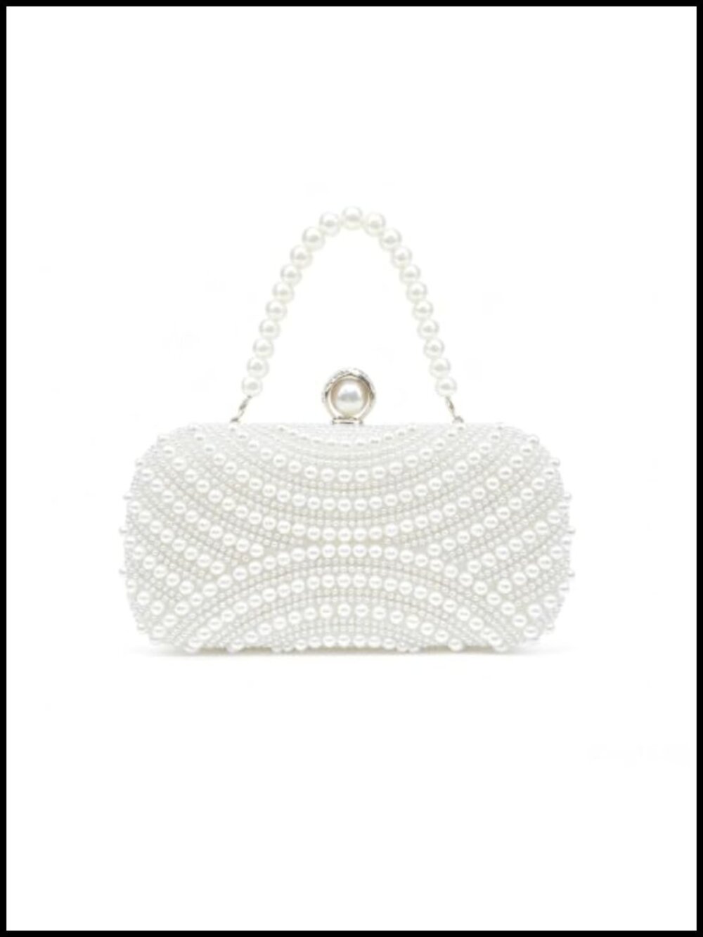 Pearl Clutch Purse for Women Crystal Beaded Evening Handbag Chain Strap